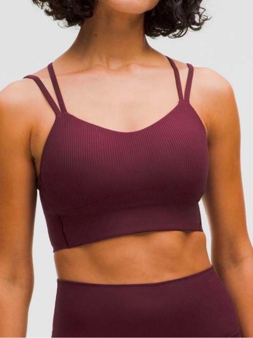 lululemon athletica Ribbed Double-Strap Crop Tank — Burgundy